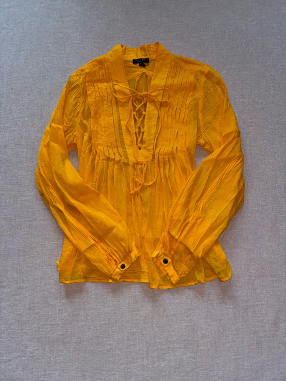 Rag & Bone yellow silk top. - Picture 4 of 11